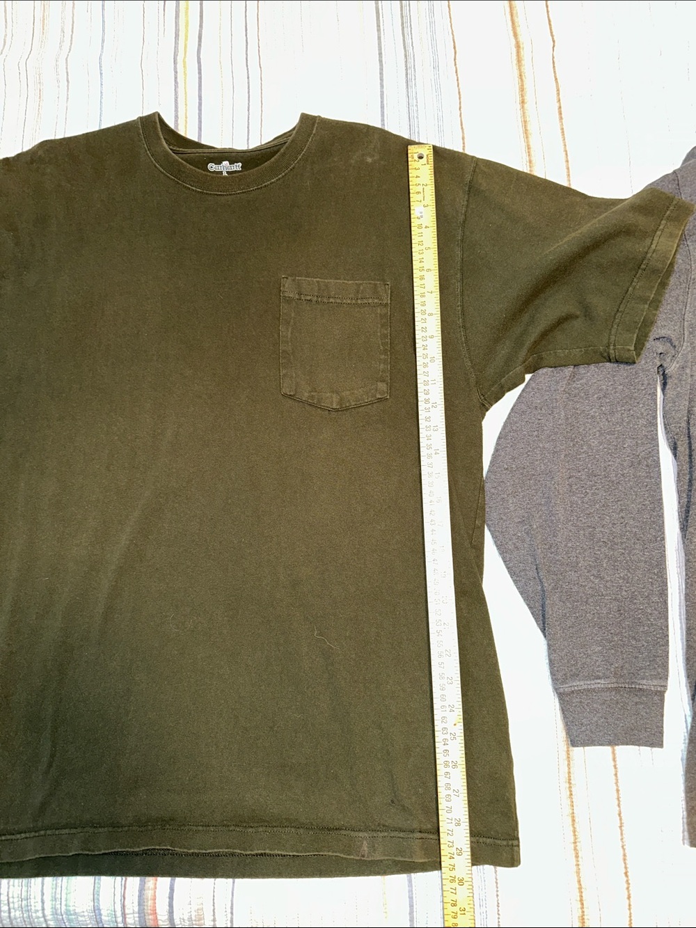 Carhartt Gray Long Sleeve Pocket Tee + Dark Green Short Sleeve Pocket Tee - Picture 3 of 12